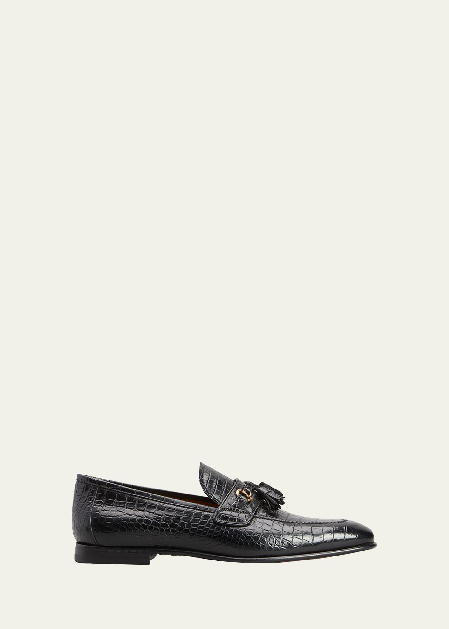 Mens Sean Alligator-Printed Leather Tassel Loafers Product Image