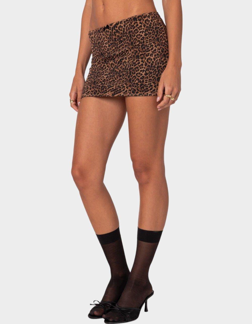 EDIKTED Edin Leopard Print Mesh Mini Skirt Product Image