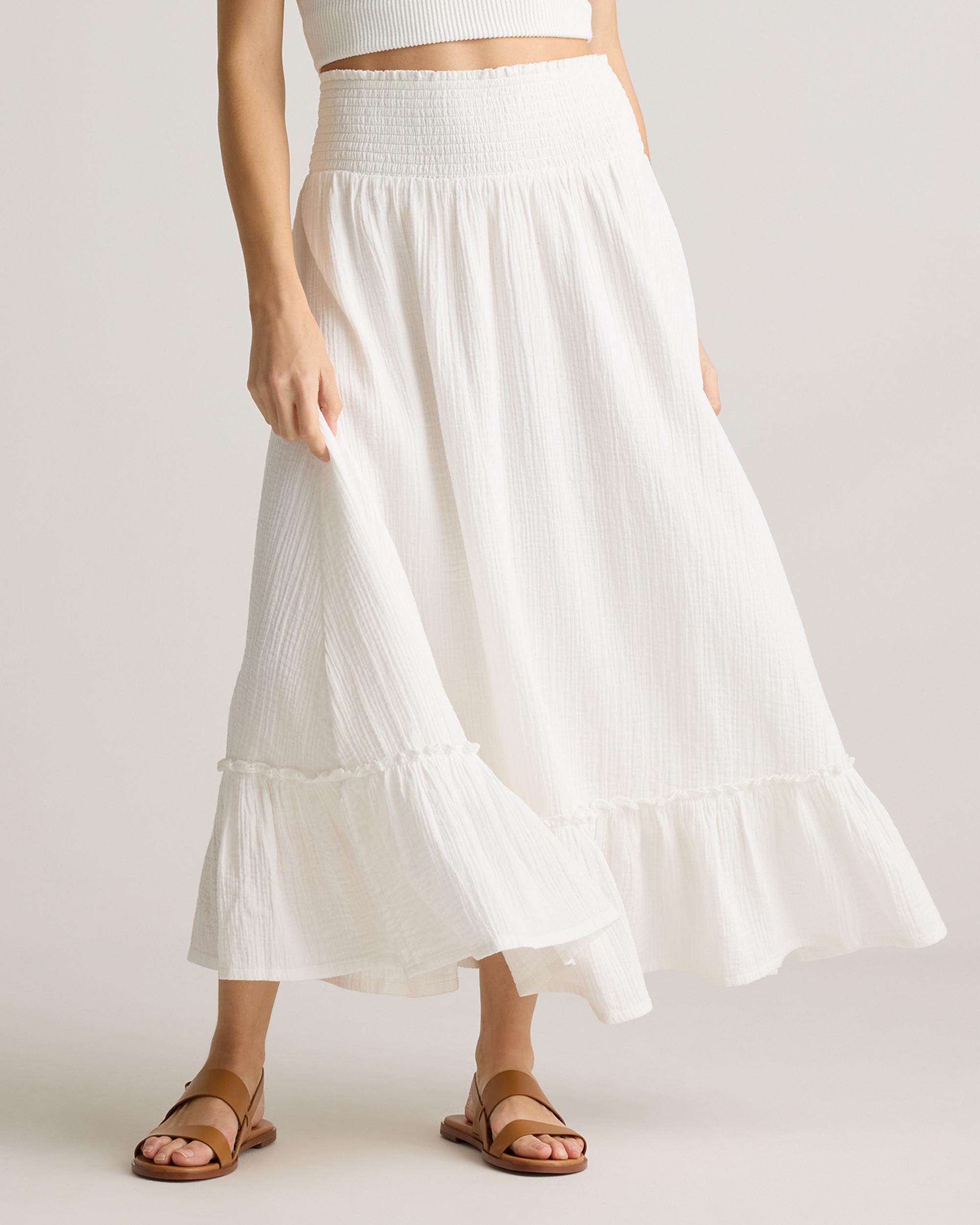 Quince | Women's Gauze Smocked Maxi Skirt Size XS, Organic Cotton Product Image