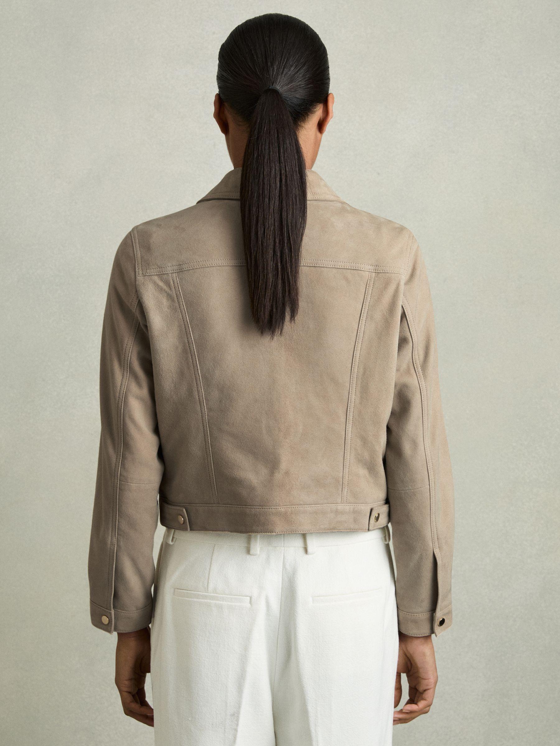 Suede Trucker Jacket in Neutral Product Image