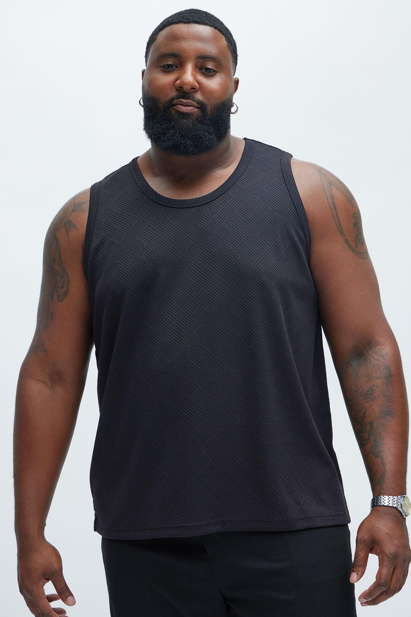 Easton Geo Textured Relaxed Tank Top - Black Product Image