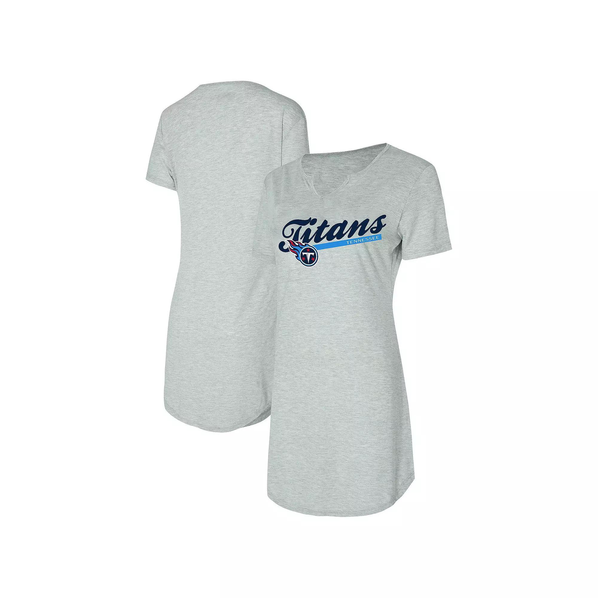 Women's Concepts Sport Gray Tennessee Titans Petition Knit Nightshirt, Size: Small, Grey Product Image
