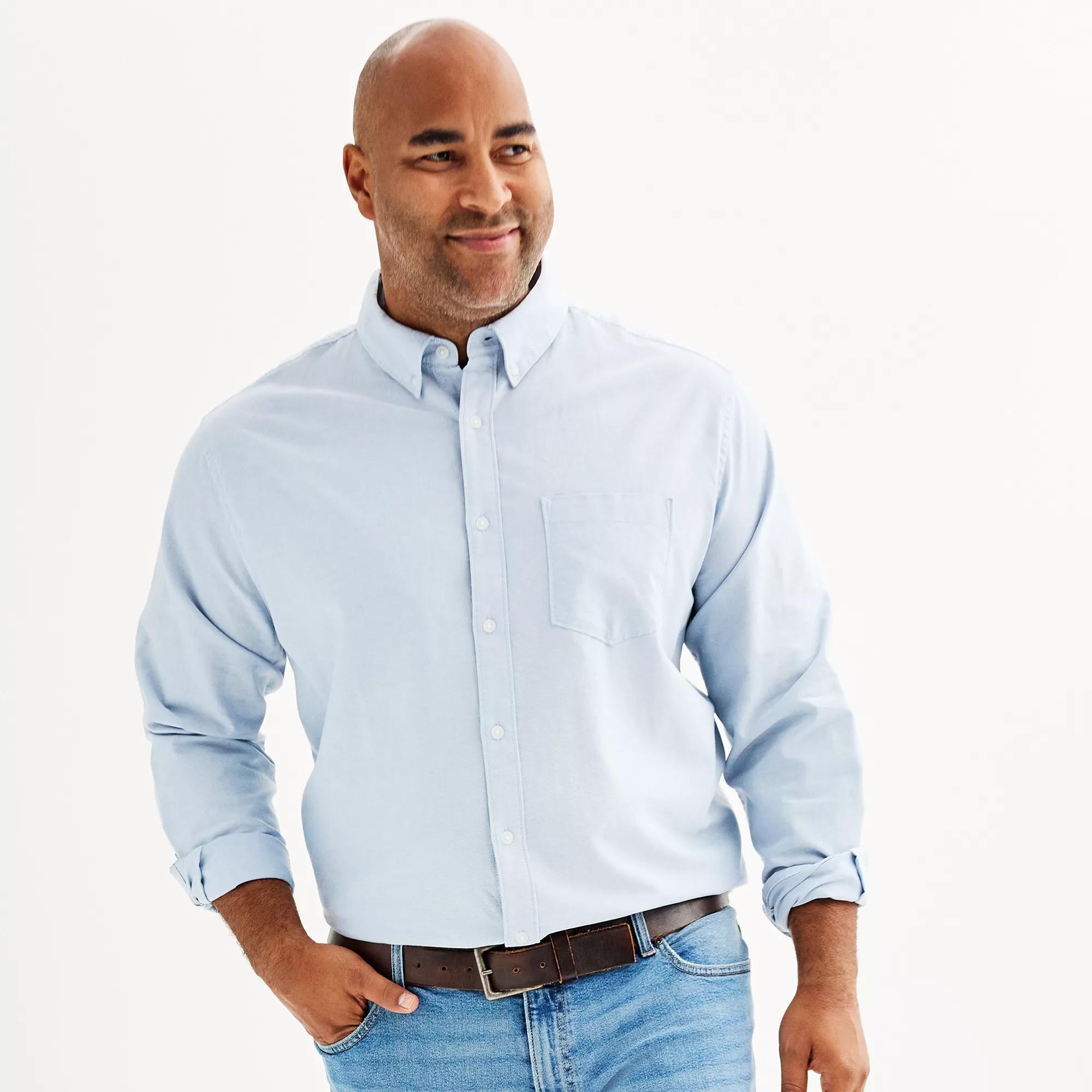 Big & Tall Sonoma Goods For Life® Perfect Length Button-Down Shirt, Men's, Size: 4XB, Modern White Product Image