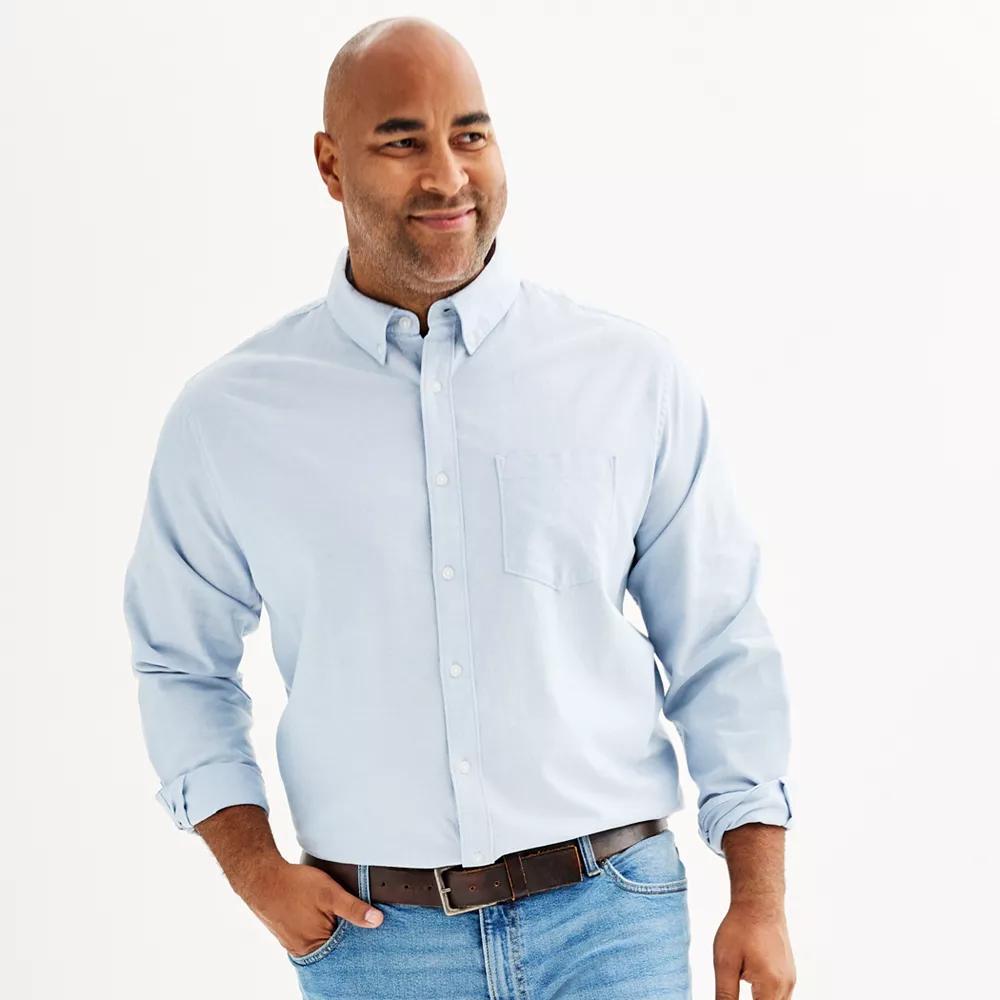 Big & Tall Sonoma Goods For Life® Perfect Length Button-Down Shirt, Men's, Size: 4XB, Modern White Product Image
