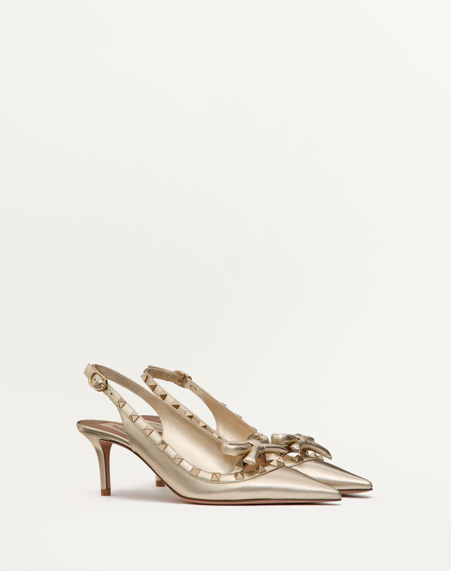 Rockstud Bow Slingback Pumps In Laminated Nappa Leather And 60Mm Tone Studs Product Image