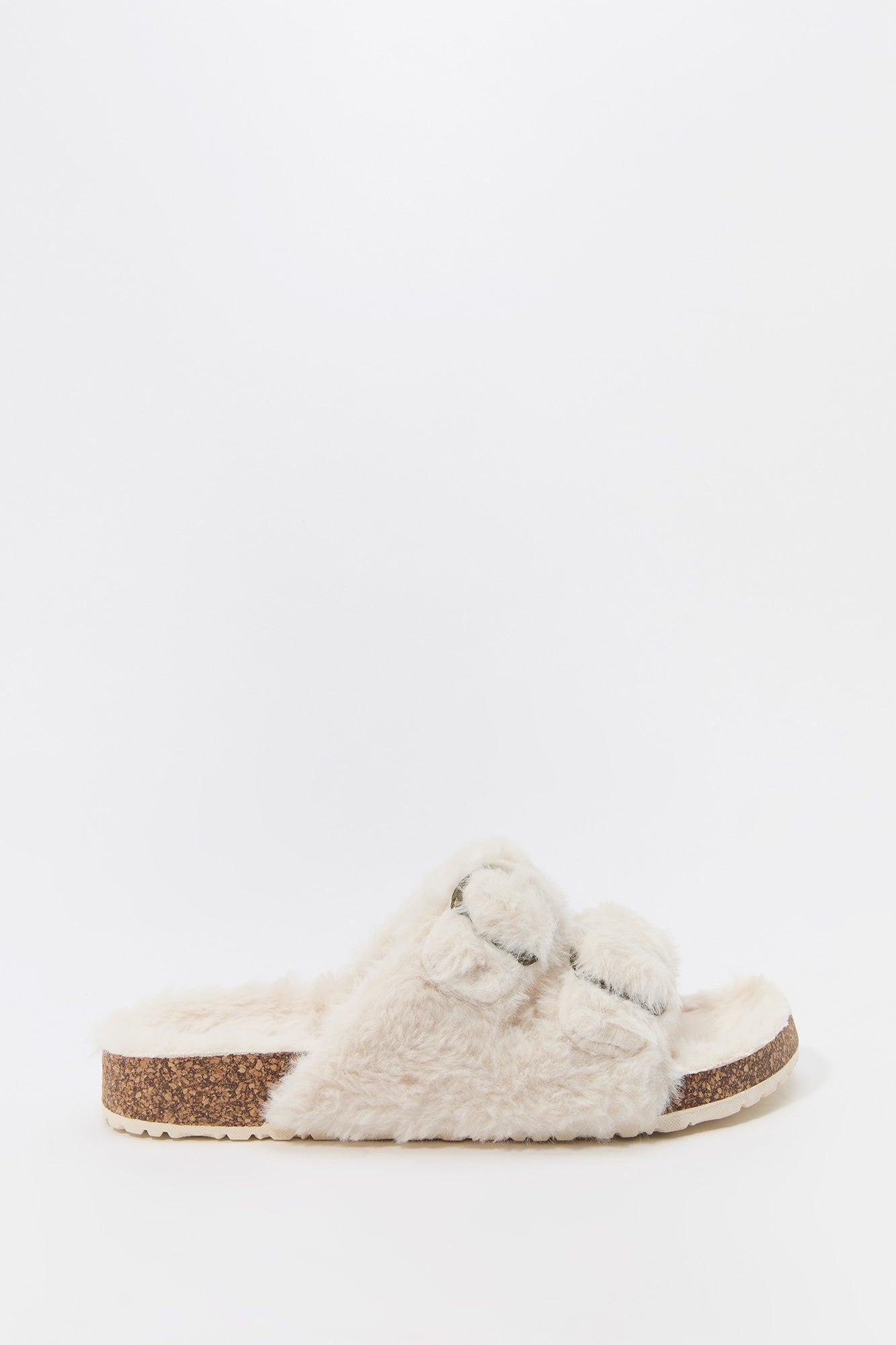 Faux Fur Buckled Cork Slide Female Product Image