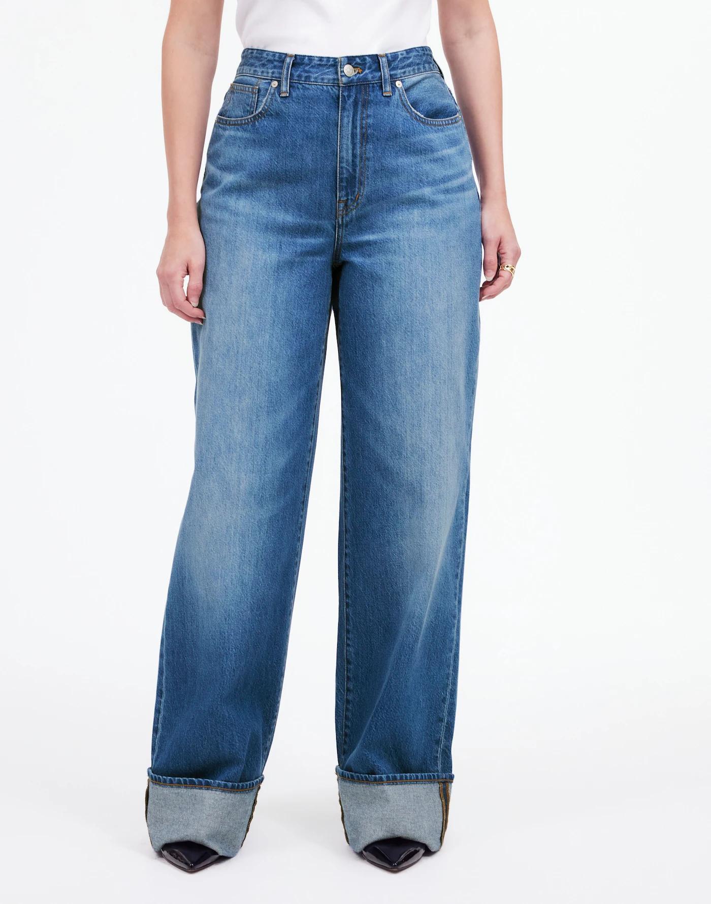 Petite Curvy Superwide-Leg Jeans in Fannin Wash Product Image