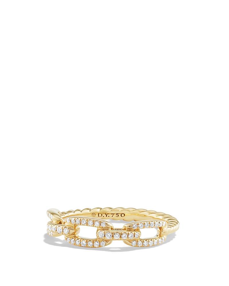 David Yurman Stax Single Row Pave Chain Link Ring with Diamonds in 18K Gold Product Image