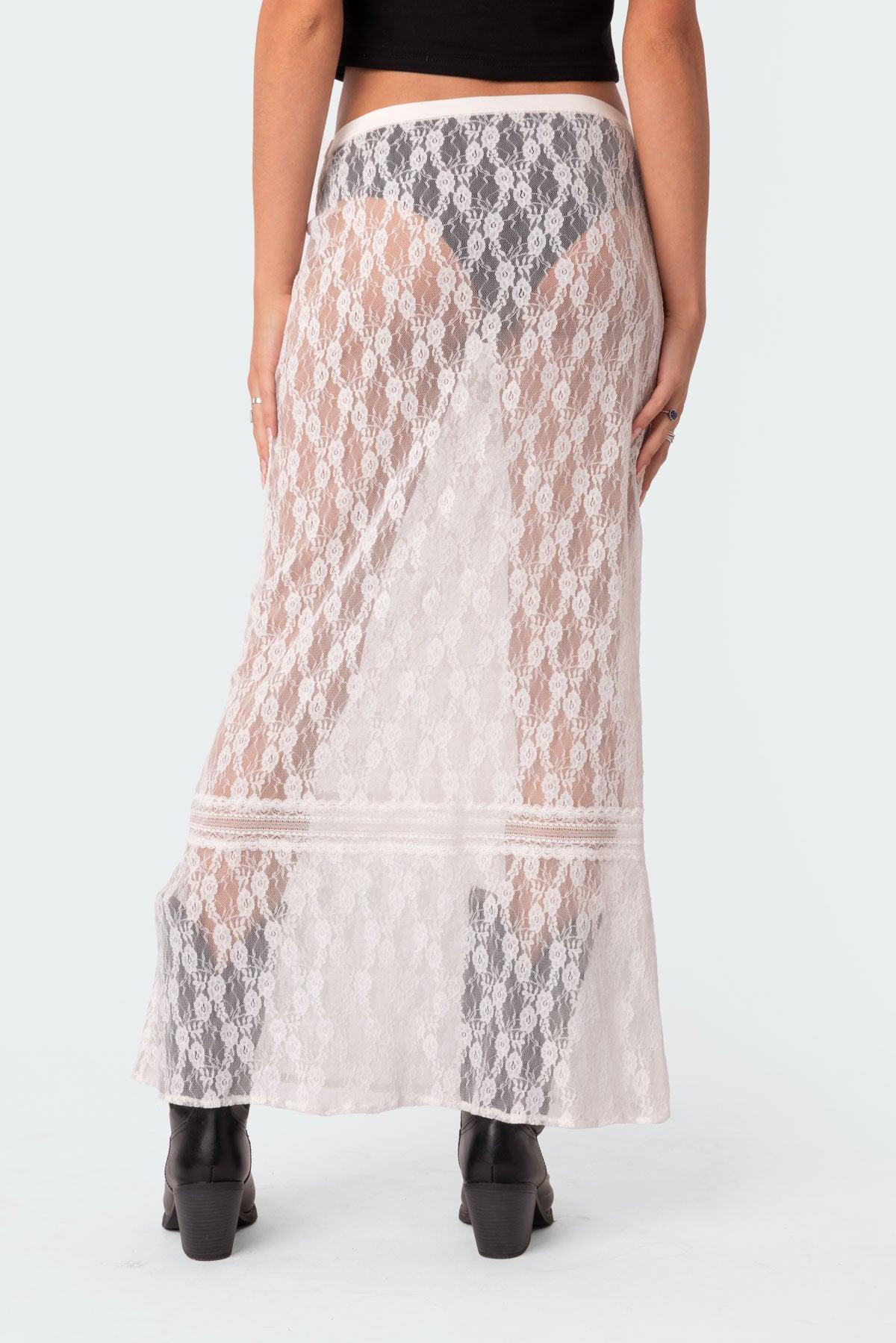 Sandra Sheer Lace Maxi Skirt Product Image