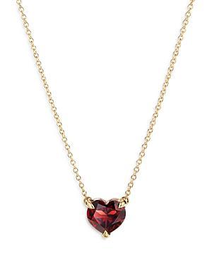 Womens Chatelaine Heart Pendant Necklace in 18K Yellow Gold with Garnet, 8mm Product Image