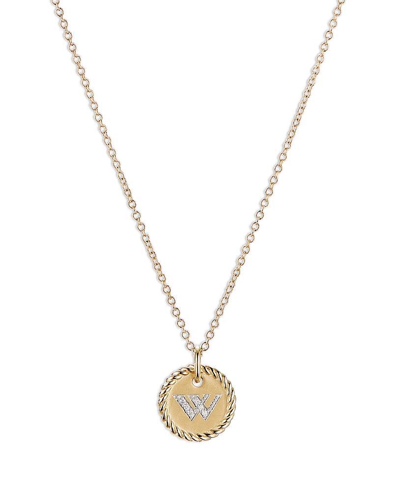 David Yurman Cable Collectibles Initial Pendant with Diamonds in Gold on Chain, 16-18 Product Image