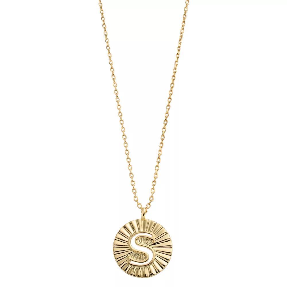City Luxe Gold Tone Crimped Initial Pendant Necklace, Women's, Size: 18", Gold Tone S Product Image