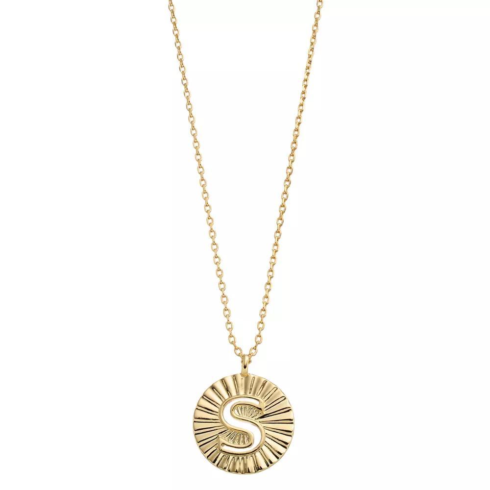 City Luxe Gold Tone Crimped Initial Pendant Necklace, Women's, Size: 18", Gold Tone S Product Image