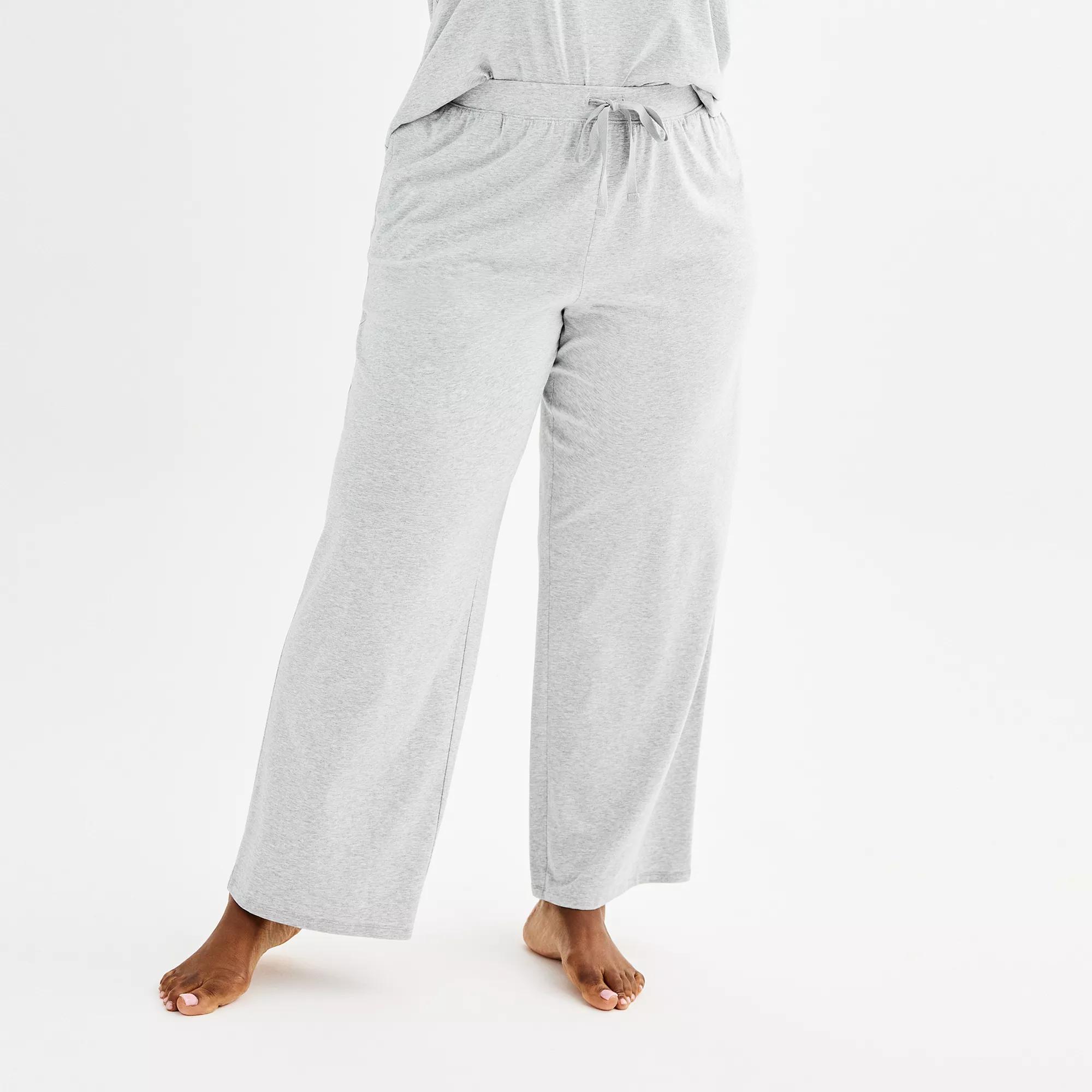 Plus Size Sonoma Goods For Life Cotton Modal Open Hem Sleep Pants, Womens Medium Cumulus Grey Product Image