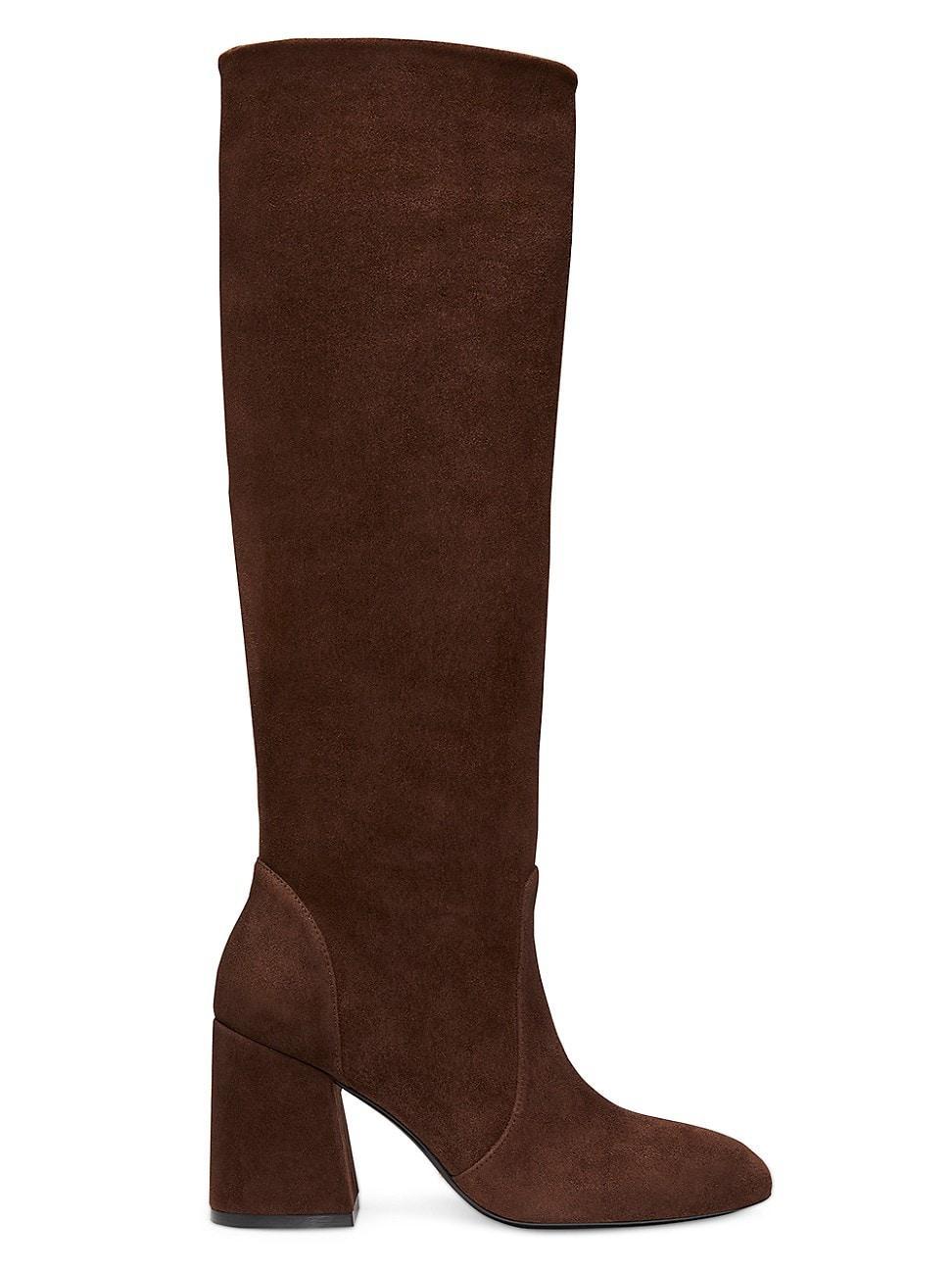 Schutz Womens Maryana Croc-Embossed Block Heel Pointed-Toe Tall Boots Product Image