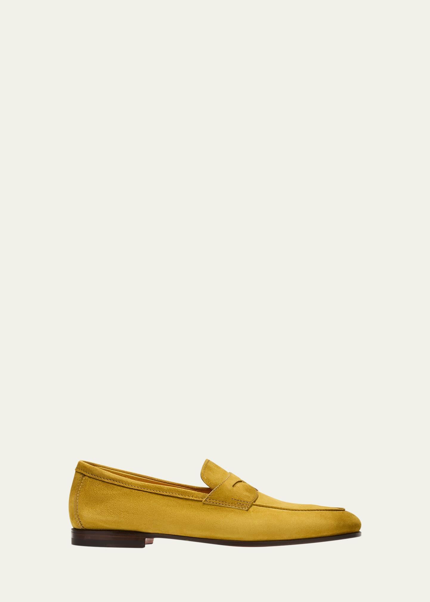 Mens Suede Rubber-Sole Penny Loafers Product Image