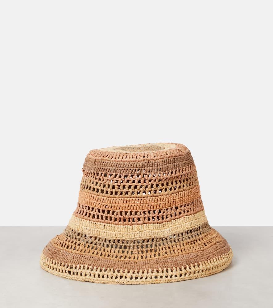 CHLOÉ Sunset Embroidered Striped Raffia Hat In 2ya Multi Beige 1 Product Image