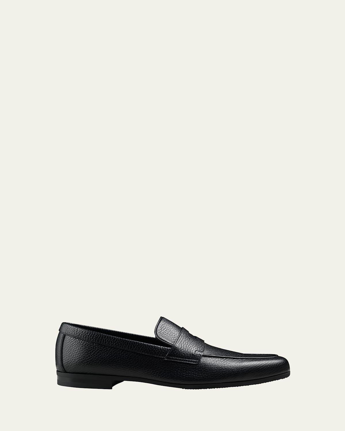 Mens Thorne Soft Textured Leather Penny Loafers Product Image