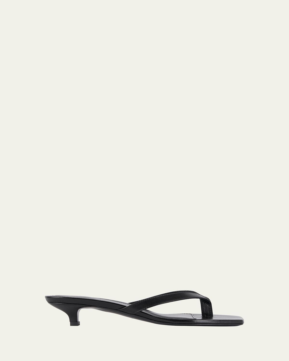 Womens Leather Flip-Flop Kitten-Heel Sandals Product Image