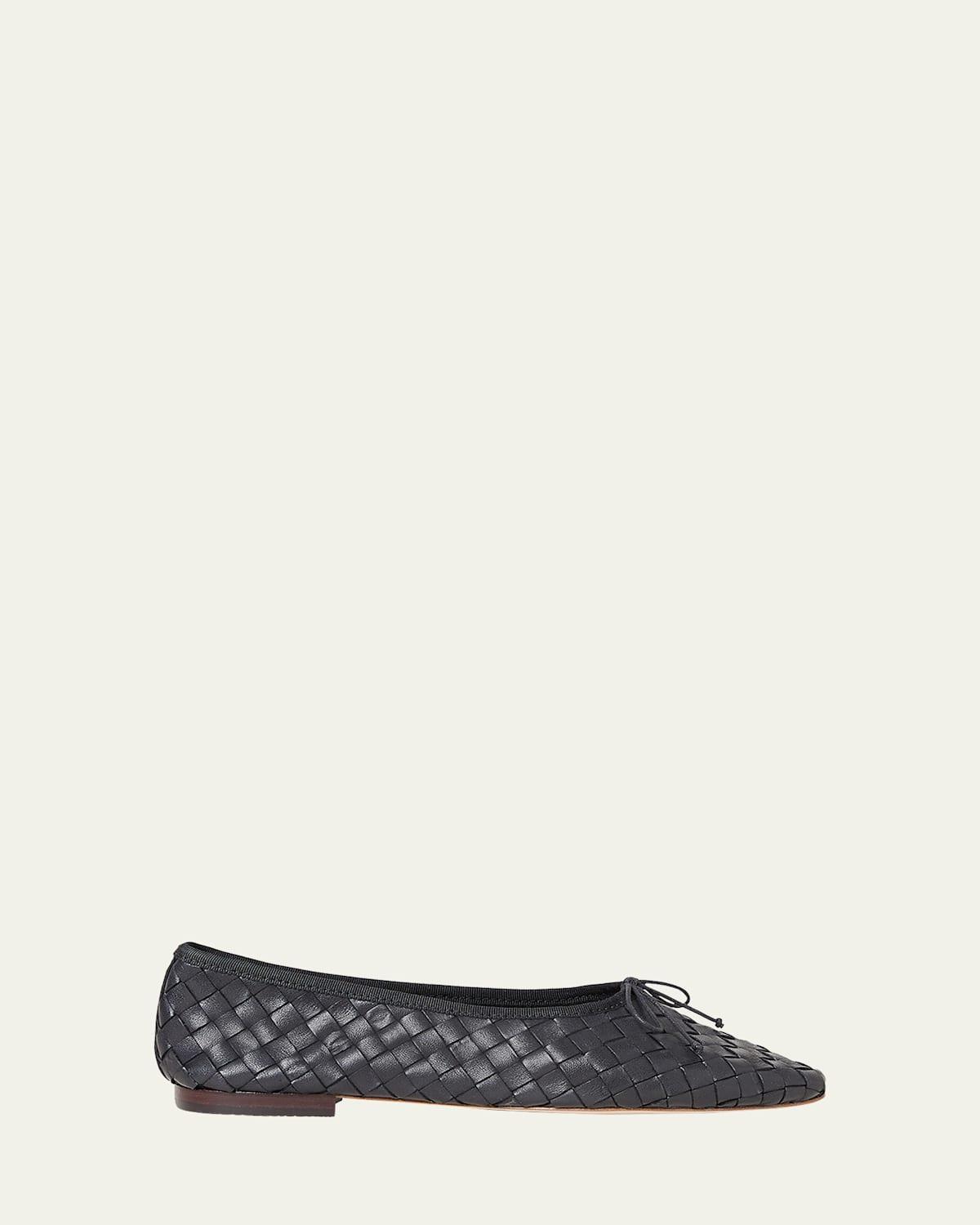 Saint Laurent Womens Poppy Ballerinas in Smooth Leather Product Image
