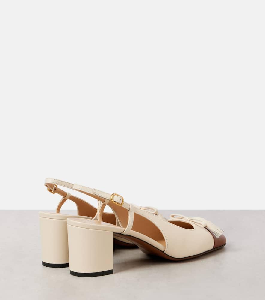 VALENTINO GARAVANI Leather Vlogo Signature Pumps With Slingback Strap In Neutral Product Image