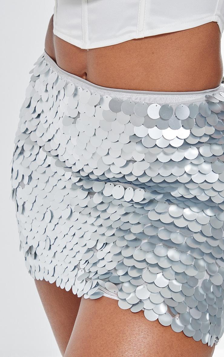 Shape Silver Disc Sequin Micro Mini Skirt Product Image