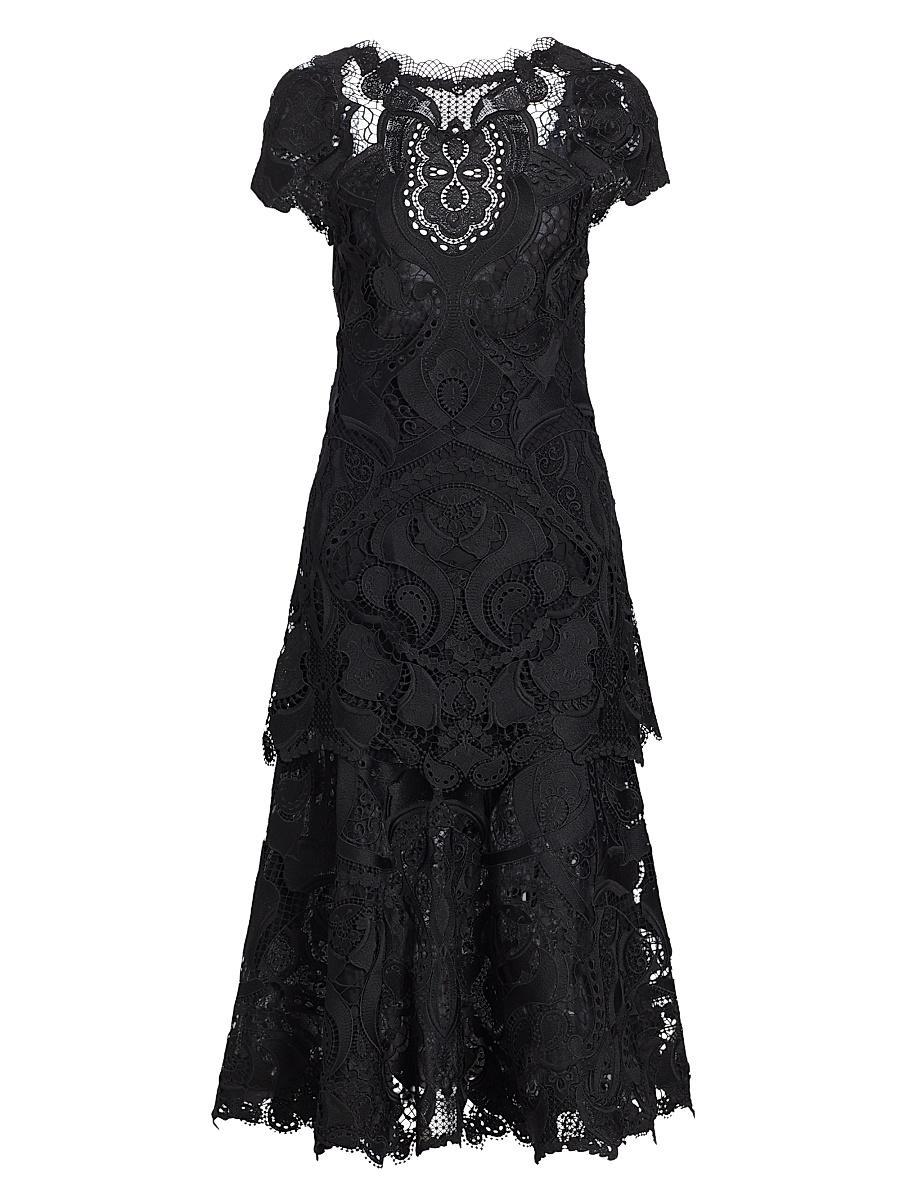Womens Laura Cap-Sleeve Lace Midi-Dress Product Image