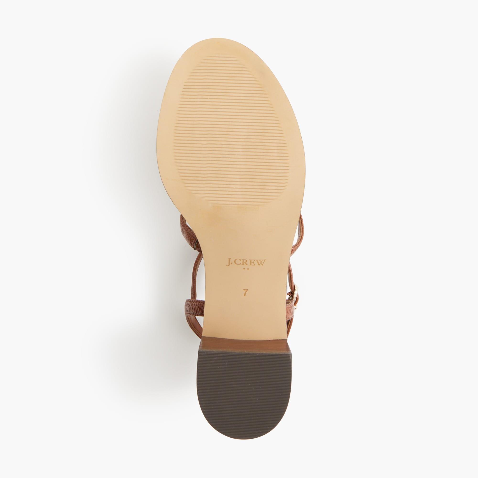 Textured T-strap heeled sandals Product Image