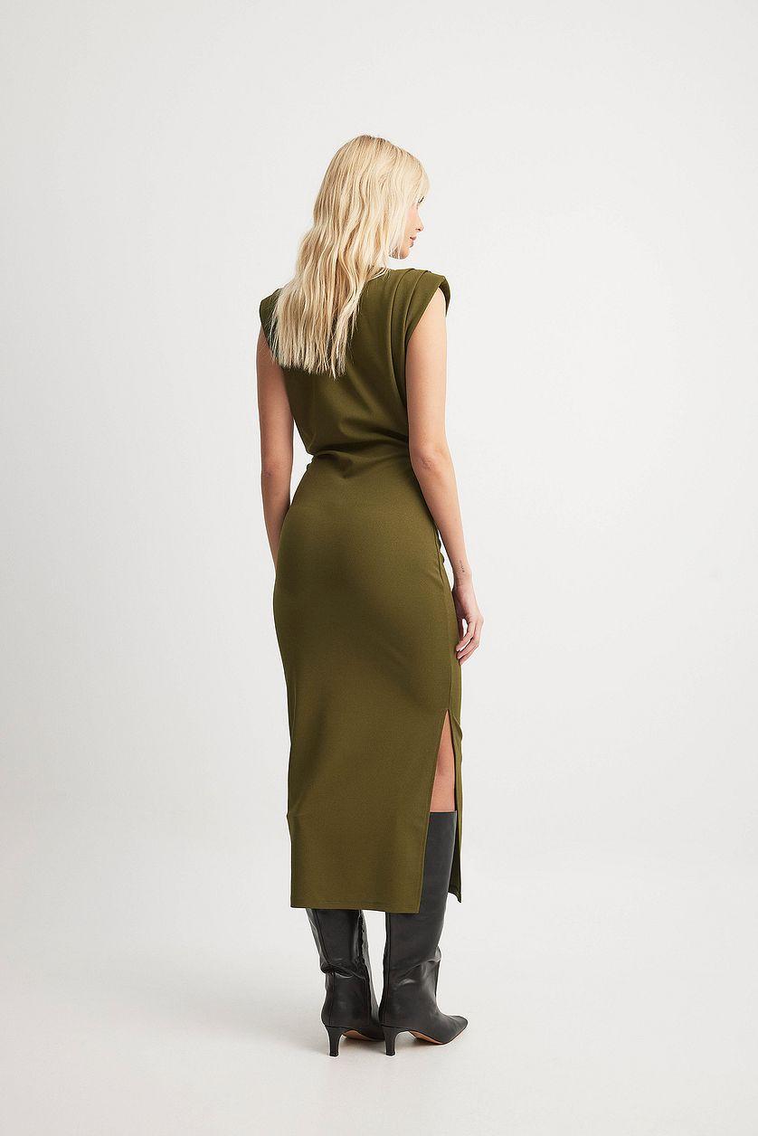 Sharp Shoulder Midi Dress Product Image