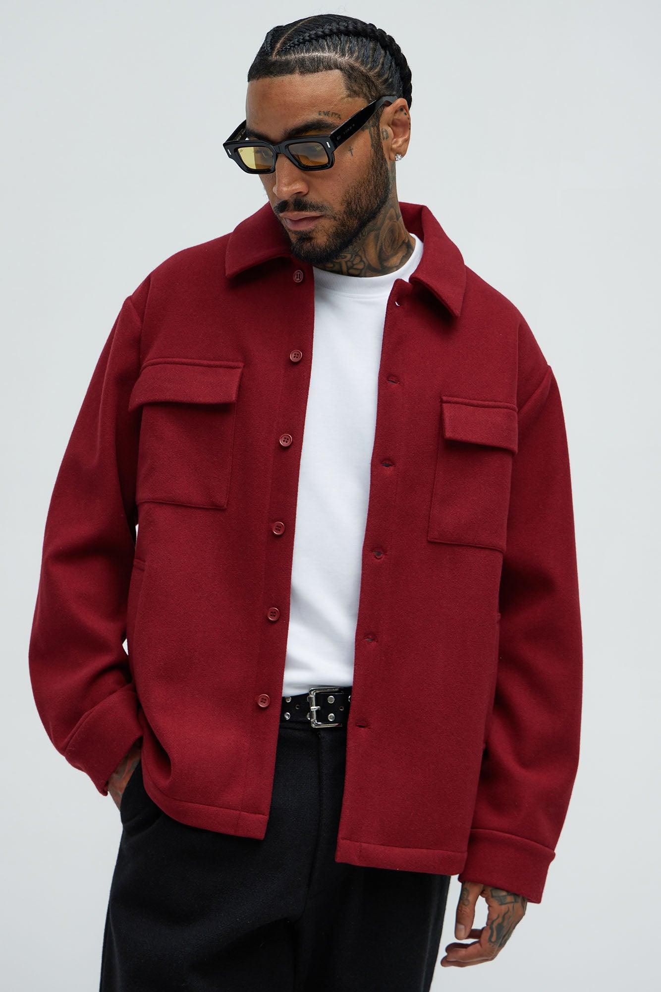 Ballou Pocket Overshirt - Burgundy Product Image
