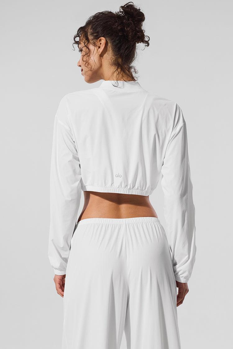 Cropped Breezy Full-Zip Cover Up - White Product Image
