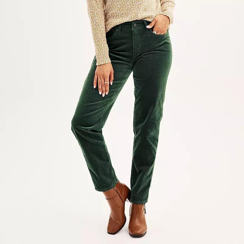 Womens Croft & Barrow Corduroy Bootcut Pants Vibrant Pink Product Image