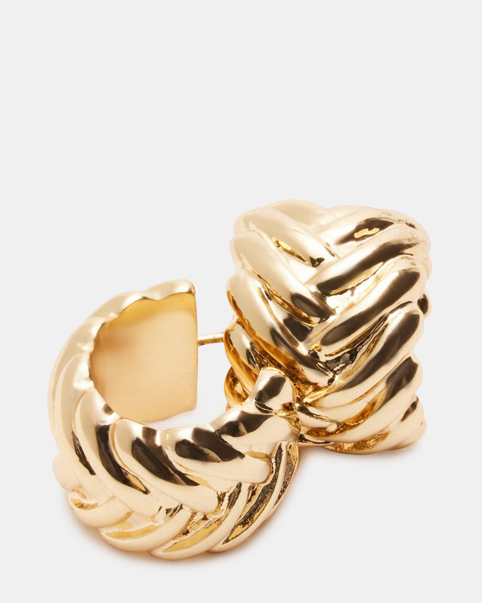 WOVEN HUGGIE EARRINGS GOLD Female Product Image