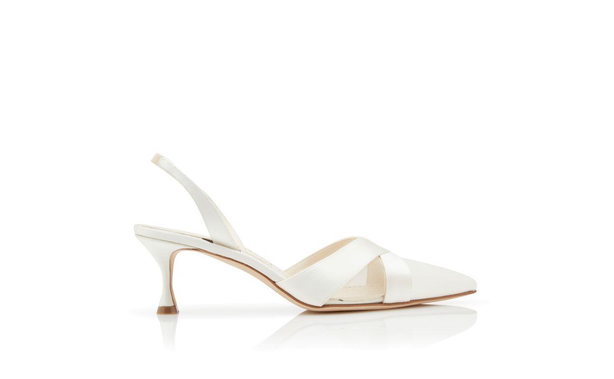 OYOUNASLI Light Cream Satin Crossover Slingback Pumps Product Image