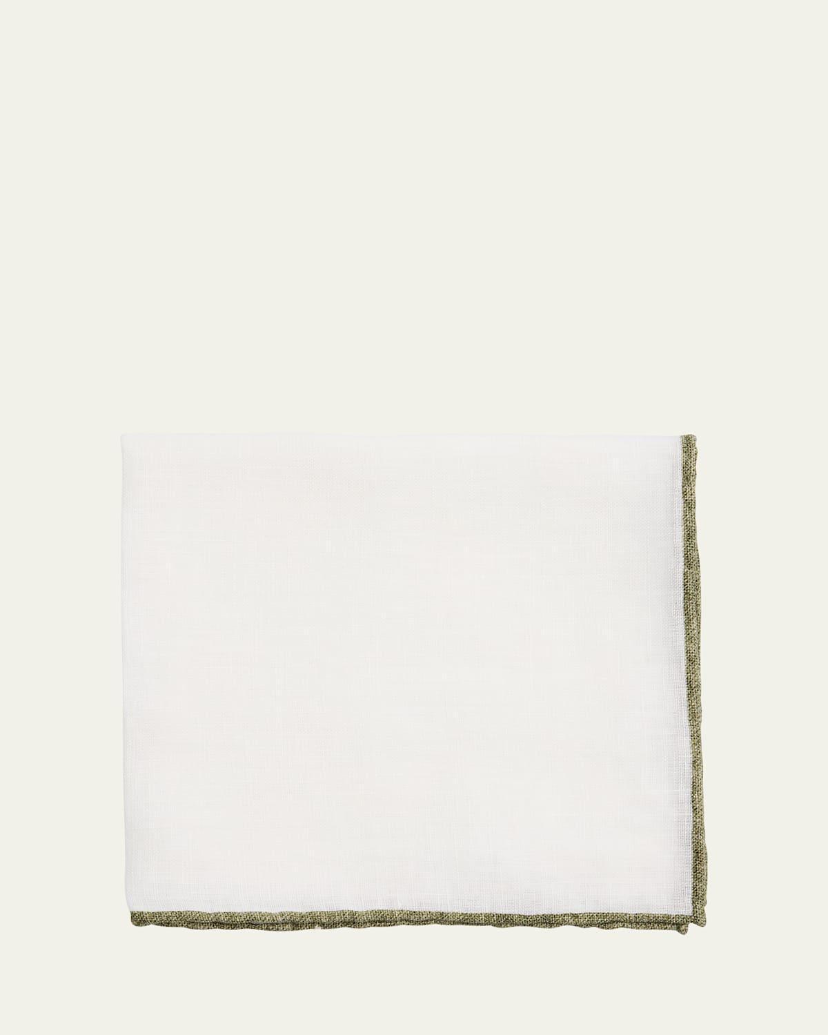 Mens Linen Contrast-Trim Pocket Square Product Image
