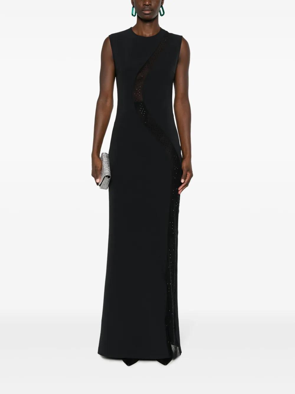 round-neck semi-sheer dress Product Image