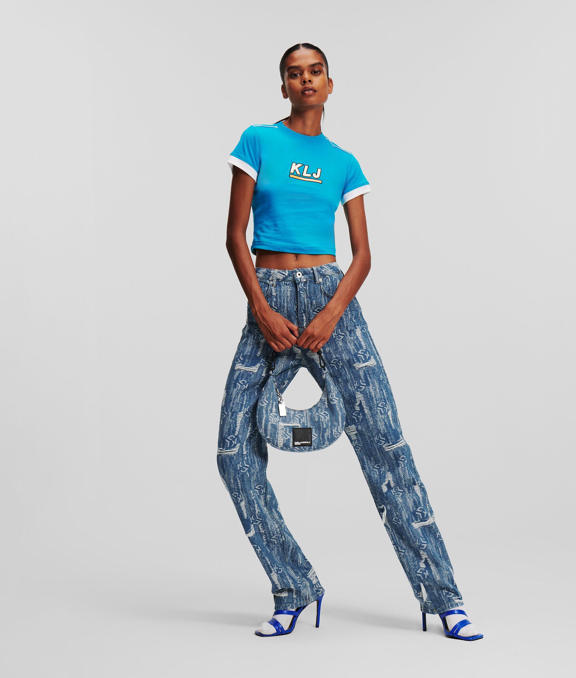 MONOGRAM DISTRESSED HIGH-RISE STRAIGHT JEANS Product Image