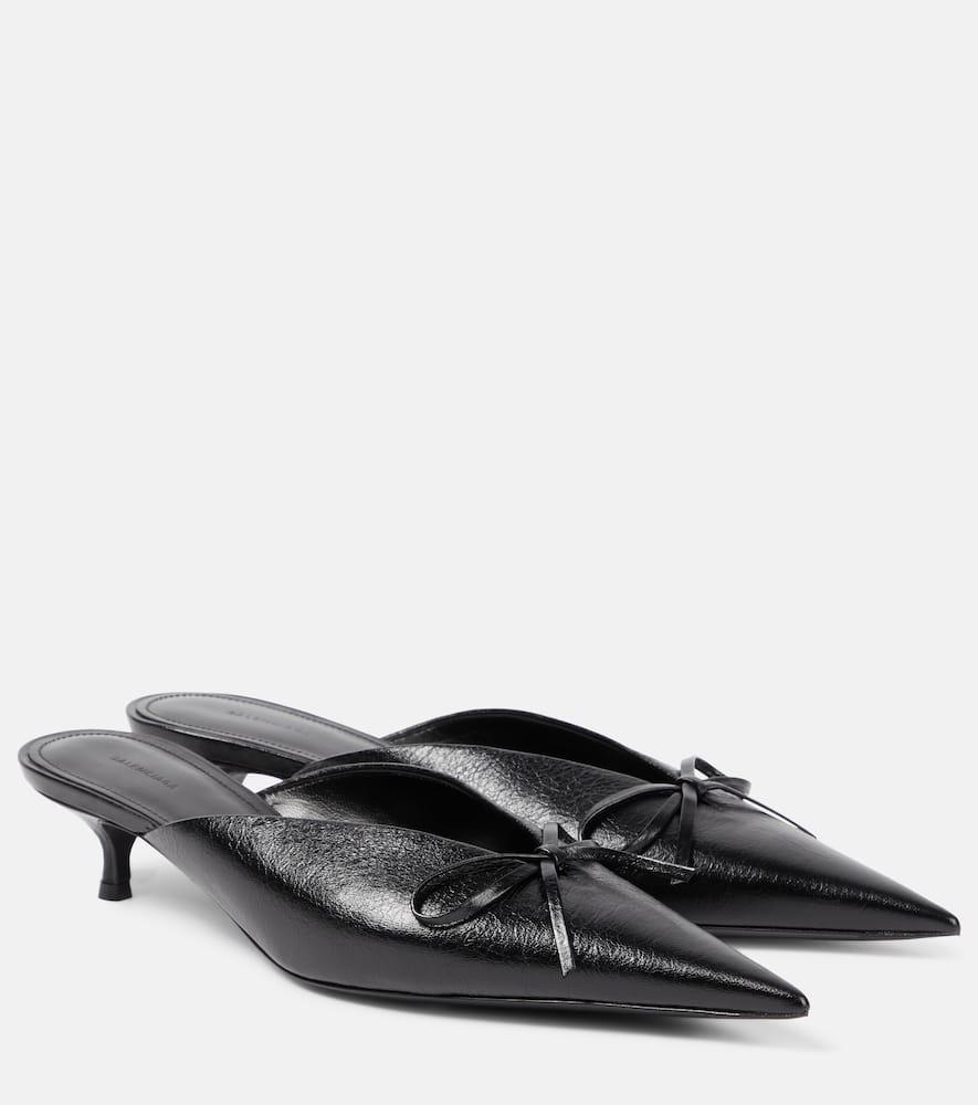 BALENCIAGA 40mm Knife Bow Leather Mules In  Black Product Image
