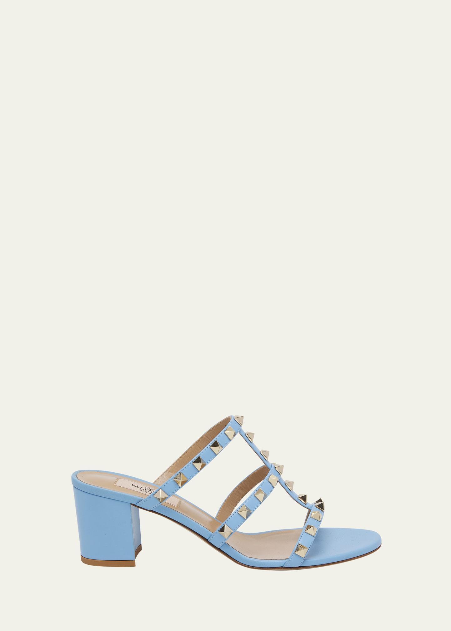 Rockstud Caged Block-Heel Slide Sandals Product Image