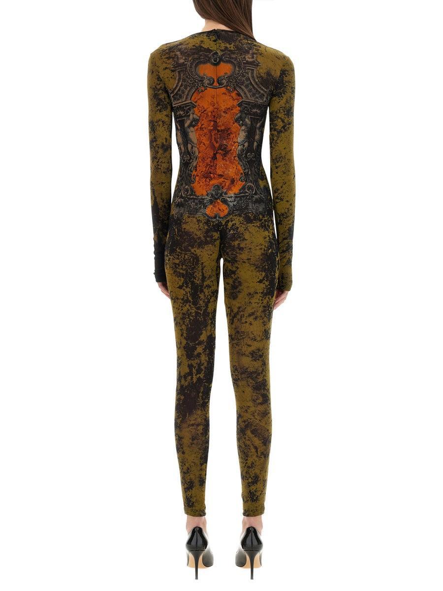 JEAN PAUL GAULTIER Graphic Print Full-length Dress With Long Sleeves In Black Product Image