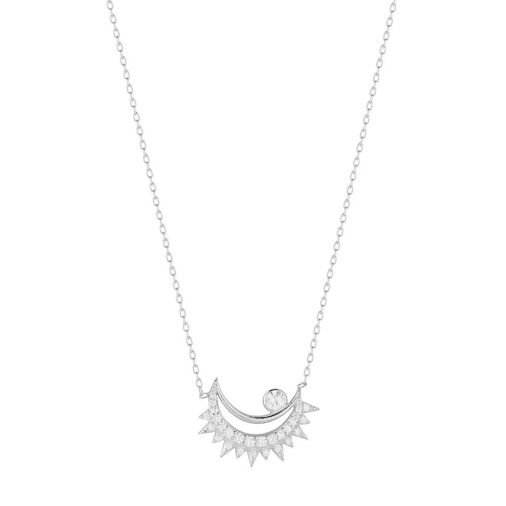 Sunkissed Sterling Cubic Zirconia Moon Necklace, Women's, Silver Tone Product Image