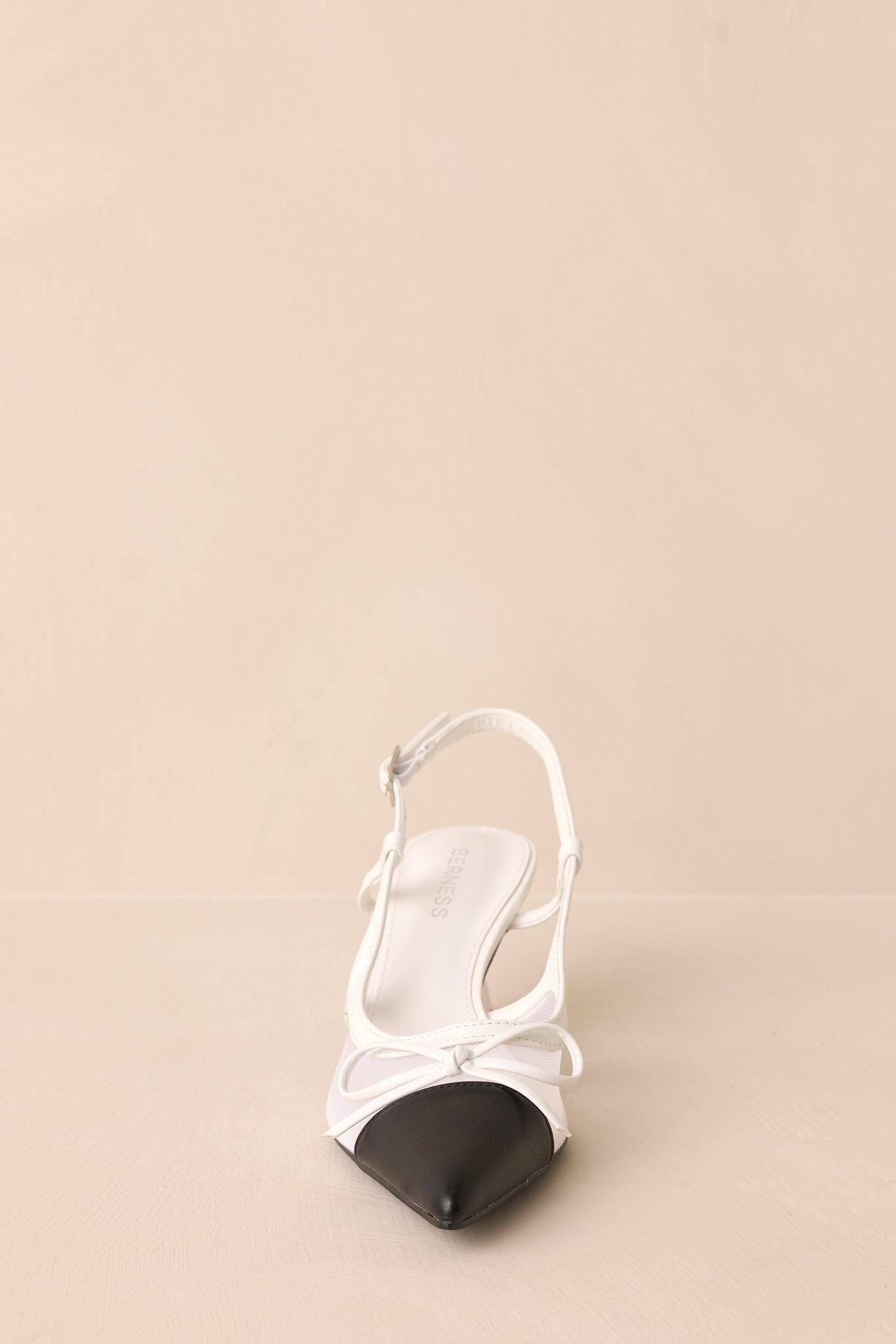 Step Stunner White And Black Kitten Heel Product Image