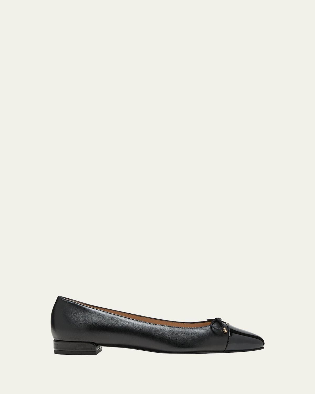 Womens Sleek Bow Leather Ballerina Flats Product Image