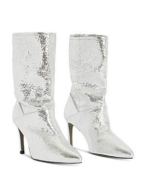 AllSaints Orlana Shimmer Boots Silver) Women's Boots Product Image