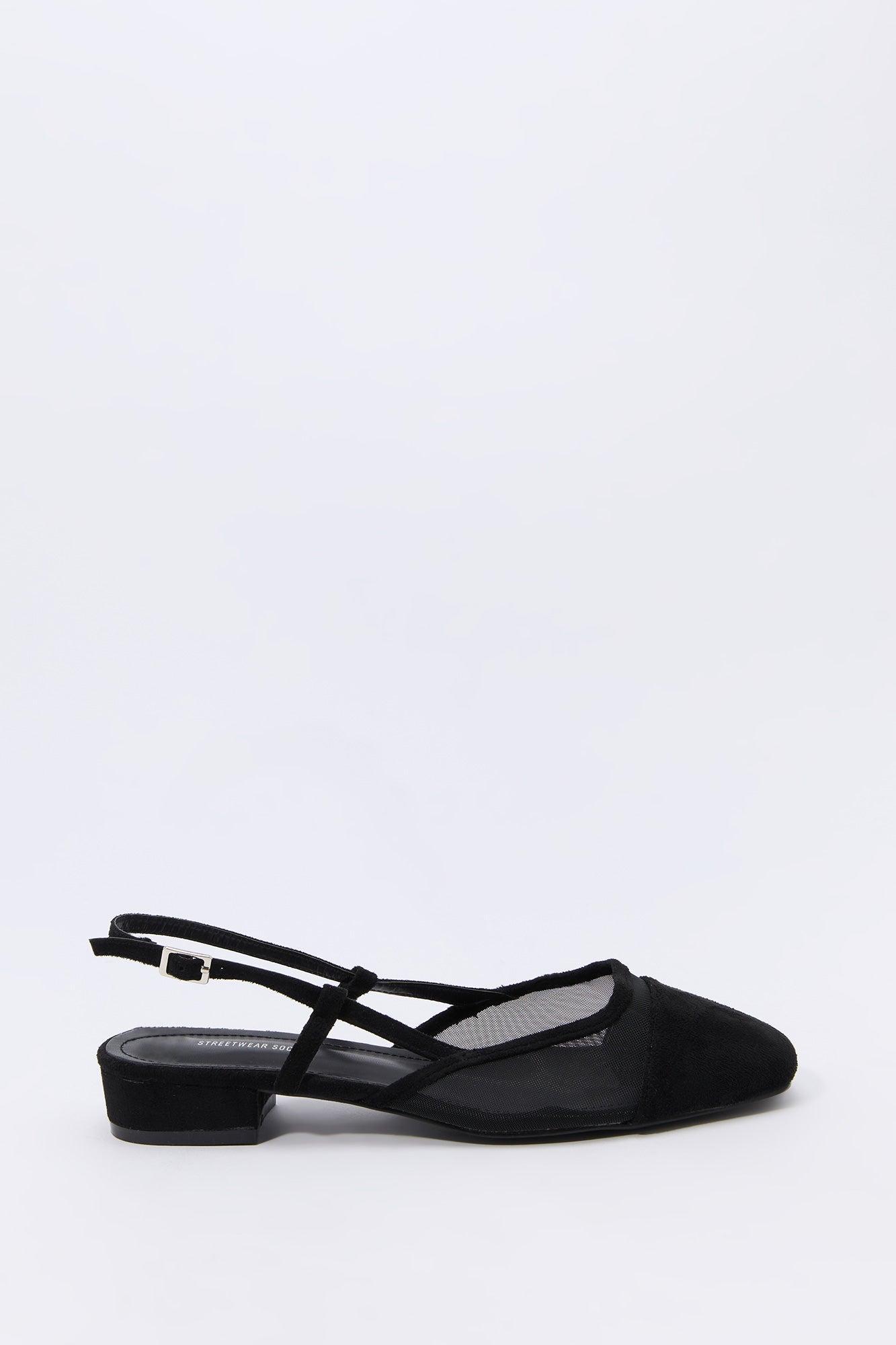 Mesh & Faux Suede Slingback Flat Female Product Image