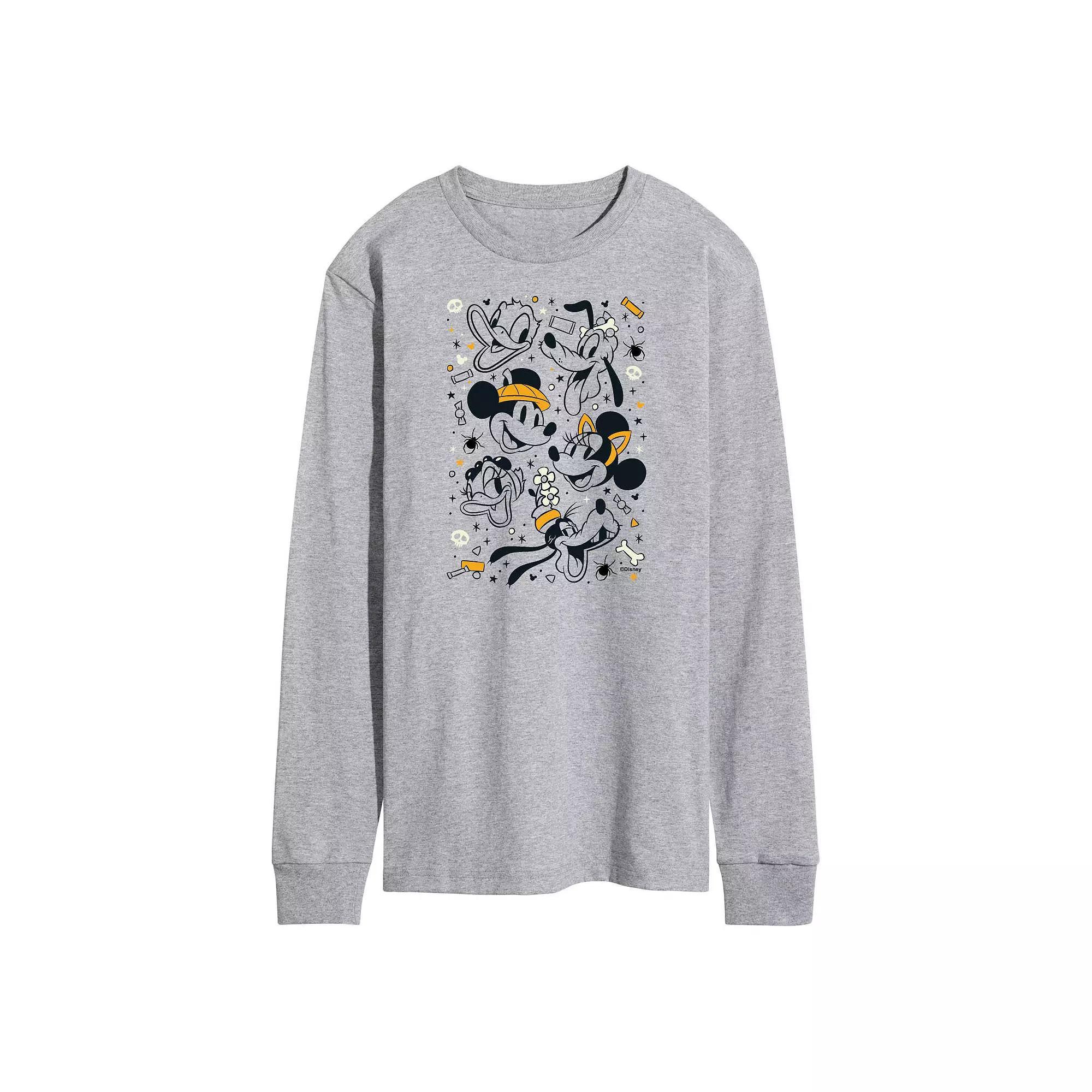 Disneys Mickey Mouse & Friends Mens Halloween Collage Long Sleeve Graphic Tee Product Image