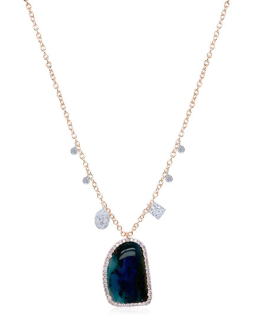MEIRA T 14k 3.61 Ct. Tw. Diamond & Chrysocolla Charm Necklace In Blue Product Image
