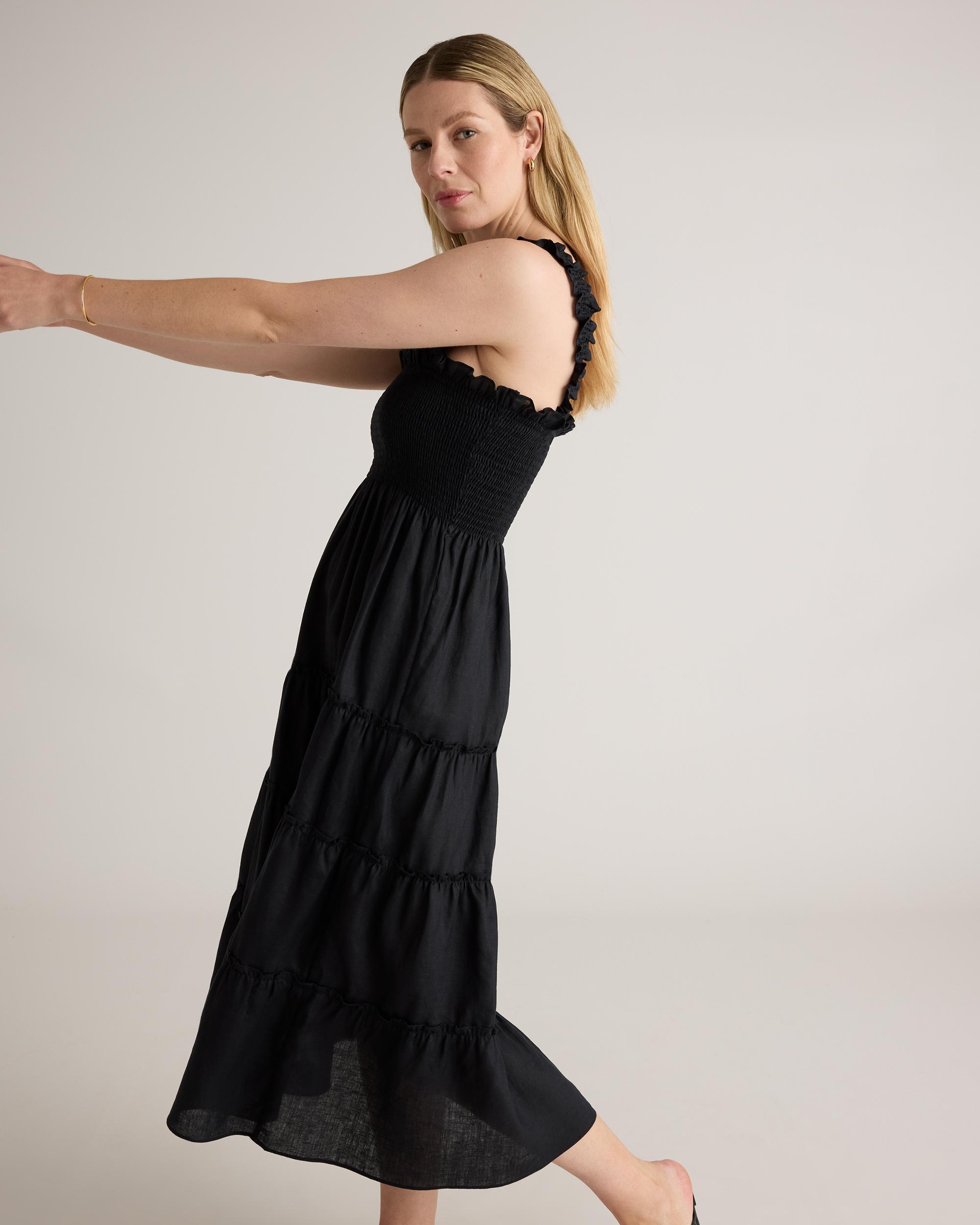Quince | Women's 100% European Linen Smocked Midi Dress Size XS Product Image