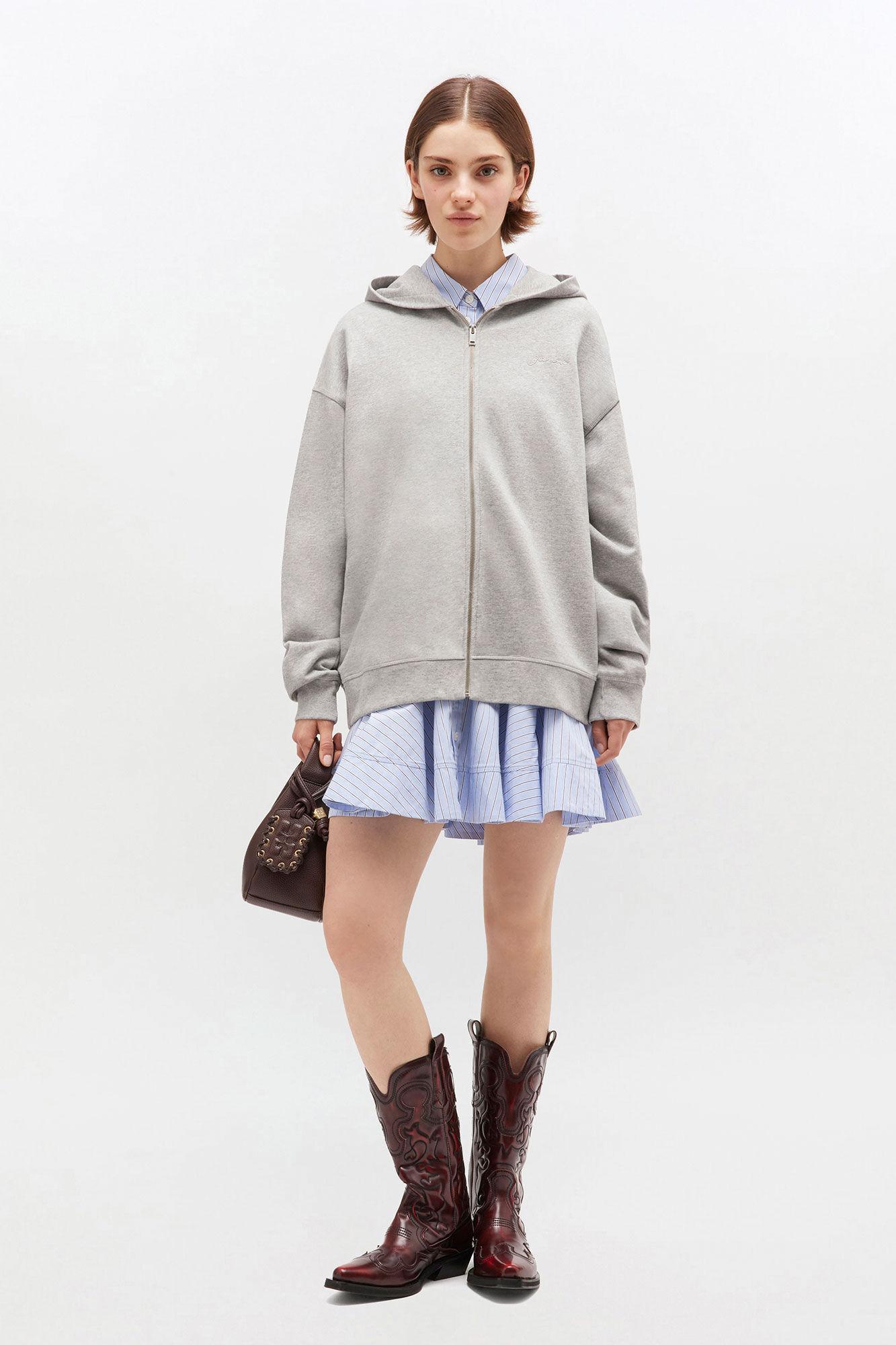 Grey Teddy Zip Hoodie Product Image