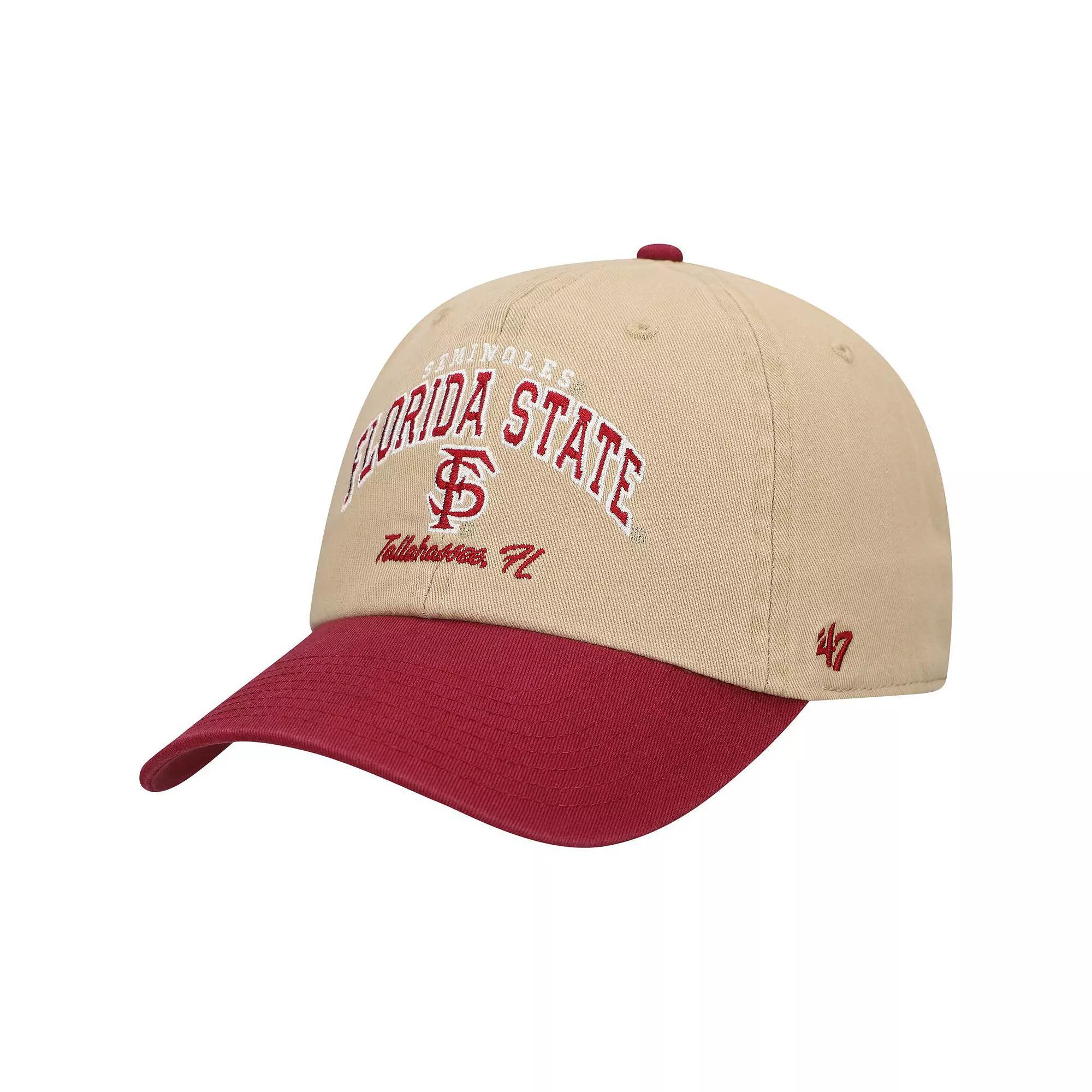 Mens 47 Khaki Florida State Seminoles Local Clean Up Adjustable Hat Product Image